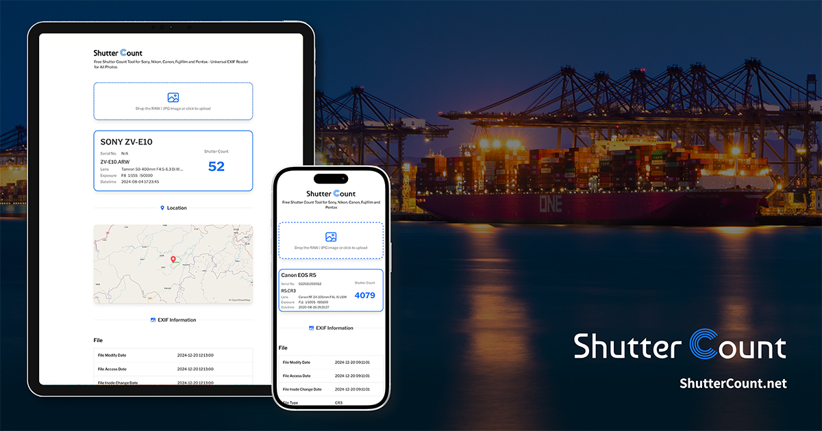 Built by a Photographer: Free Camera Shutter Count Tool & EXIF Viewer - ShutterCount.net